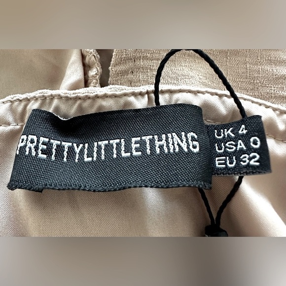 PrettyLittleThing Stone Bandeau Cowl Detail Ruched MIDI Dress Size 0 - Picture 11 of 16